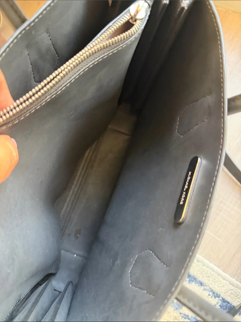 Michael Kors Grey and Black Mercer Pebbled Leather Convertible Tote